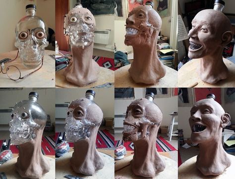 Crystal Skull Vodka - Forensic Facial Reconstruction - Imgur Skull Vodka Bottle, Crystal Skull Vodka, Forensic Artist, Crystal Head Vodka, Facial Reconstruction, Skeleton Head, Forensic, Crystal Skull, Halloween Props