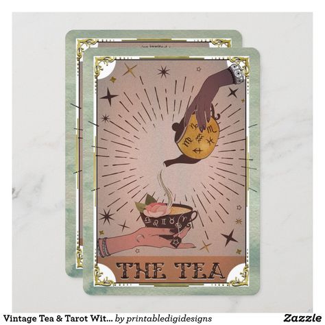 Pastel Goth Wedding, Witchy Birthday, Bridal Shower Ideas Decorations, Fall Halloween Party, Tea Bridal Shower Invitations, Tea Time Party, Witch Wedding, Vintage Tarot Cards, Bridal Shower Brunch Invitations