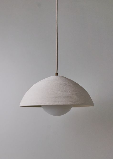 Una Hanging Pendant in Combed Chalk - Victoria Morris Pottery Hallway Pendant Lighting, Entryway Pendant Lighting, Entryway Light Fixtures, Staircase Railing, Kitchen Pendant, Entryway Lighting, Staircase Lighting, Large Pendant Lighting, Dome Pendant Lighting