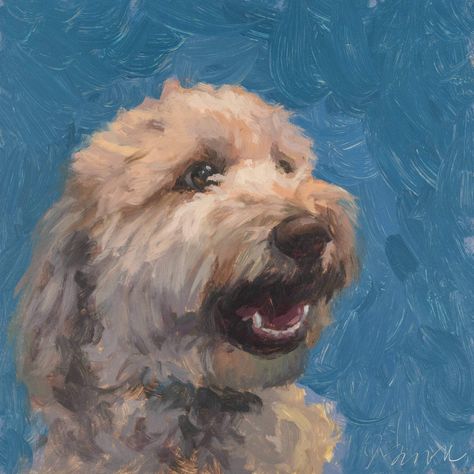 Goldendoodle Painting, Golden Doodle Painting, Golden Doodle Painting Easy, Golden Doodle Watercolor, Goldendoodle Art Paintings, Doodle Dog Art, Labradoodle Painting, Goldendoodle Cartoon Drawing, Labradoodle Art