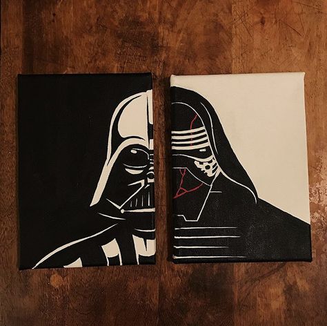 Darth Vader Painting Easy, Kylo Ren Painting, Darth Vader Painting, Darth Vader Canvas, Star Wars Art Painting, Star Wars Painting, Diy Minecraft, Dark Vador, Mask Painting