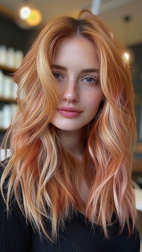 30 Bold and Beautiful Blonde Hair Color Ideas Red Base Blonde Highlights, Blonde Red Lowlights, Red Head With Blonde Highlights, Red Hair With Blonde Underneath, Blonde Hair Red Highlights, Red Highlights In Blonde Hair, Blond And Red Hair, Blonde With Red Lowlights Hair, Ginger With Blonde Highlights