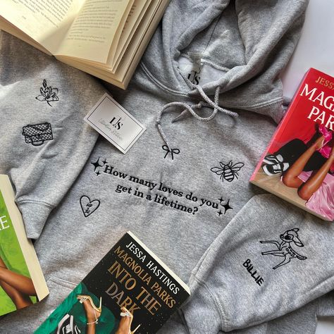 Any fans of Magnolia Parks?? New design 👀 #daisyhaites #bookstagram #books #windowshopping #books #smallbusiness #booktok #bookstagram #bookstagramuk #booktok #bookmerch #bookishgifts #bookclothing #moodreader #bigbookenergy #magnoliaparks Book Sweatshirts, Booktok Merch, Embroidered Book, Magnolia Parks, Gemini And Aquarius, Magnolia Park, Book Merch, Bookish Merch, Reading Aesthetic