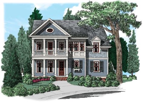 Southern House Plan - 4 Bedrooms, 3 Bath, 2718 Sq Ft Plan 85-295 Colonial Style House Plans, Southern Style House Plans, Southern House Plan, Colonial House Plans, Cottage Floor Plans, Southern House, Monster House Plans, Colonial Design, Seaside Cottage