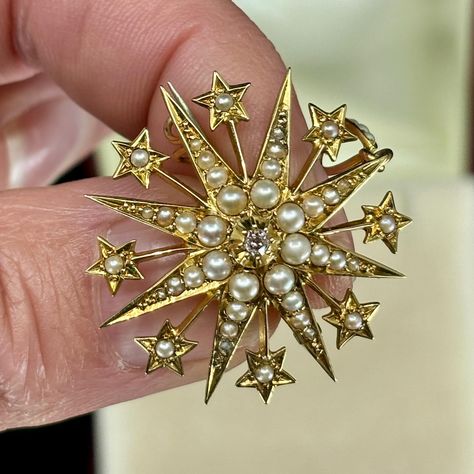 Spiritualist Movement, Star Brooch, Pendant Brooch, Diamond Set, Big Star, Natural Pearls, Victorian Era, Chester, Our Love