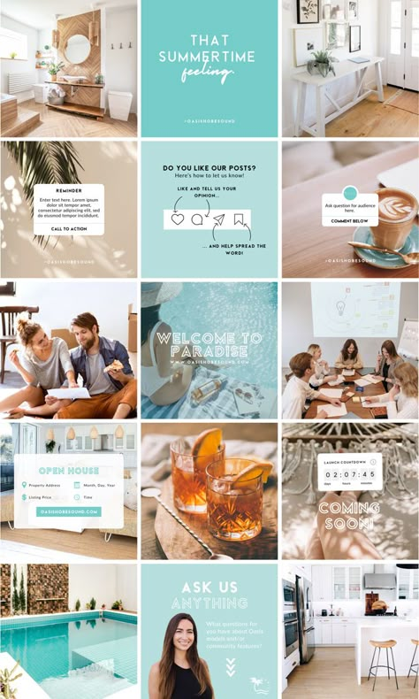 Hotels Social Media Posts, Airbnb Social Media Posts, Resort Social Media Post Design, Hotel Social Media Post Design, Beach Social Media Design, Real Estate Ideas Social Media, Hotel Social Media Post Ideas, Resort Social Media Post, Hotel Social Media Design