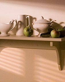 Shelf Bracket…Thank you Martha :)   Martha Stewart Living, Volume 72 September 1999 When you have objects to be displayed or stored — and an empty wall in your home — shelving is … Kitchen Shelf Brackets, Wooden Shelf Brackets, Diy Shelf Brackets, Building Shelves, Laundry Shelves, Diy Wood Shelves, Woodworking Patterns, Martha Stewart Living, Large Shelves