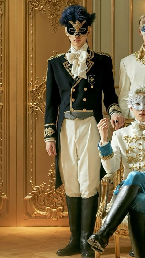 Prince Fashion Royal, Kings Outfit Royal, Fantasy Ballroom Outfit Male, Enhypen Masquerade, French Aristocracy Fashion, Victorian Prince Outfit, Mens Masquerade Outfit Ideas, Male Ballroom Outfit, Old European Fashion