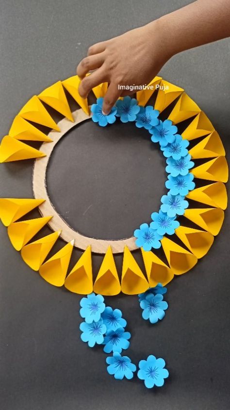 Puja Mondal | Beautiful Wall Hanging Craft 💫 #reels #viralreels #viralvideos #beautiful #walldecor #wallhanging #papercrafts #craft | Instagram Diwali Wall Hangings Diy, Wall Hanging For Diwali, Instagram Decor, Diwali Decorations At Home, Beautiful Wall Hanging, Wall Hanging Designs, Flowers Craft, Hanging Craft, Diwali Craft