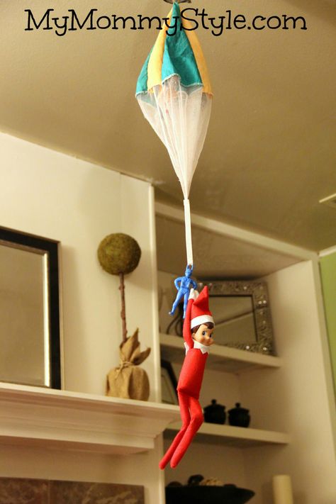 elf on the shelf parachute, elf on the shelf ideas Diy Elf, Elf On The Shelf Arrival, North Pole Breakfast, Shelf Elf, Barbie Car, Printable Envelope, Elf Ideas, Office Paper, Elf On The Shelf Ideas