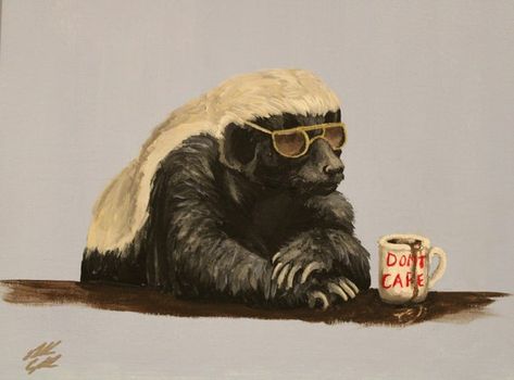 Badger Painting, Painting Meme, Coffee Art Print, Funny Decor, Guinness Book, Honey Badger, Funny Wall Art, Boho Nursery, Market Place