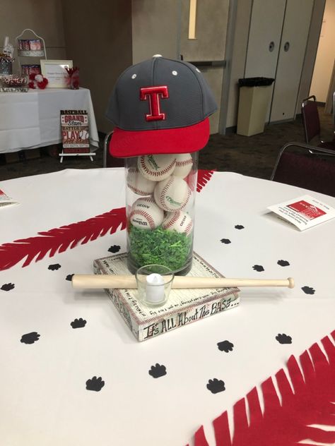 Baseball Theme Table Centerpieces, Baseball Centerpieces For Graduation, Simple Baseball Centerpieces, Baseball Center Piece, Baseball Theme Birthday Party Centerpieces, Baseball Dinner Centerpieces, Baseball Banquet Table Decor, Baseball First Birthday Decorations, Baseball Centerpiece Ideas 1st Birthday