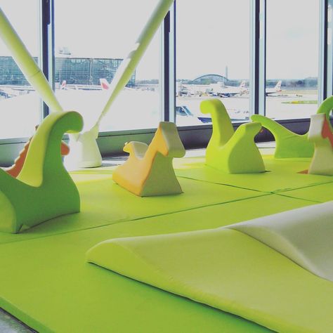 @playpiu_design our Dino design by @zpzpartners at the children area at #Heathrow airport T5. More e info and colors of this product: info@playpiu.it #design #productoftheday #designforchildren #children #dino #dinosaur #greendesign #heatrhrowairport #heatrowairport #heatrowterminal5 Playgrounds Architecture, Soft Play Area, Baby Park, Airport Lounge, Reggio Inspired, Heathrow Airport, Playground Design, Kids Zone, Kids Area