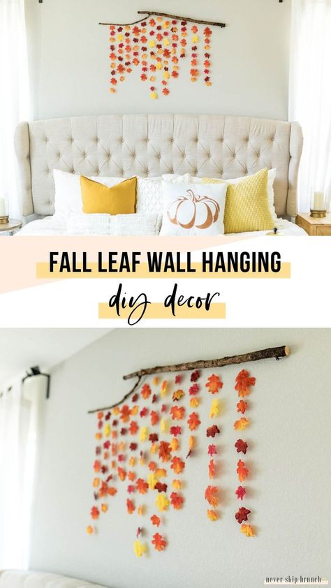 Leaf Wall Hanging Diy, Leaf Garland Diy, Fall Wall Decor Diy, Magnolia Leaf Garland, Leaf Wall Hanging, Fall Leaf Garland, Hanging Diy, Garland Diy, Fall Wall Decor