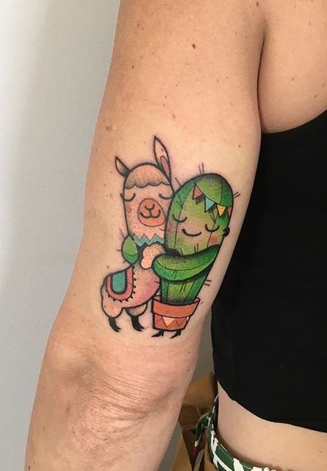 Cute Cactus Tattoo, Alpaca Tattoo, Lama Tattoo, Llama Tattoo, Autumn Tattoo, Cactus Tattoo, Bestie Tattoo, Drama Llama, Geniale Tattoos