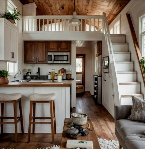 Loft With 2 Bedrooms, Mini Cabin, Suite Ideas, Mini Loft, Small Cottage Homes, Shed Home, Loft Storage, Shed To Tiny House, Tiny House Loft