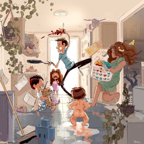 The good ole Days! #pascalcampion Pascal Campion Art, Family Illustrations, Cry Youtube, Pascal Campion, Family Drawing, Mother Art, Wife And Kids, Family Illustration, Family Art