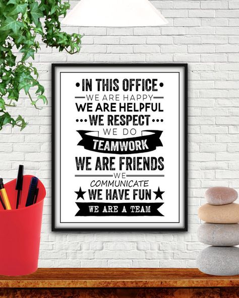 In This Office In This Office Sign In This Office We Do | Etsy Work Cubicle Decor, Office Ideas For Work, Art Motivational Quotes, Motivational Office Decor, Office Break Room, Work Cubicle, Teacher Office, Fun Office, Boss Office