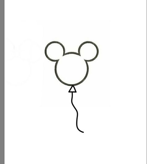 Tiny Mickey Mouse Tattoo, Mickey Mouse Balloon Tattoo, Minnie Mouse Embroidery, Disney Balloon Tattoo, Mickey Balloon Tattoo, Mickey Mouse Tattoo Design, Flora Disney, Mickey Mouse Outline, Mickey Coloring Pages