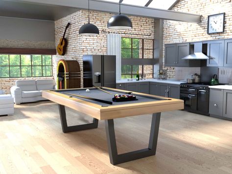 Billard transdirmable en table de salle a manger de style industriel Billard Table, Pool Tables For Sale, Slate Pool, Outdoor Pool Table, Modern Pool Table, Pool Table Dining Table, Pool Table Slate, Moderne Pools, Pool Table Room