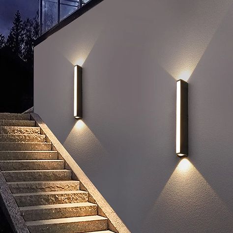 Enhance the ambiance of your outdoor spaces with the Afralia™ Outdoor Waterproof Up Down LED Wall Light. Crafted with durability and style in mind, this modern outdoor waterproof wall lamp is designed to elevate the aesthetic of your stairway, courtyard, balcony, or any outdoor area. Illuminate your surroundings with LED bulbs that are not only energy-efficient but also provide a warm and inviting glow. The sleek and minimalist design of this wall lamp adds a touch of sophistication to your outd Outdoor Wall Lamp, Balcony Lighting, Light Garden, Bedroom Light Fixtures, Strip Led, Black Wall Lamps, Long Walls, Garden Porch, Waterproof Wall