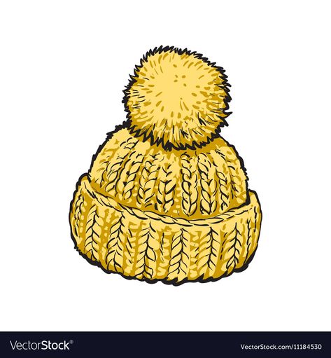 Woolen Hat, Sketch Style, Winter Knit Hats, Vector Illustrations, Knitted Hat, Winter Knits, Winter Accessories, Bright Yellow, Transparent Png