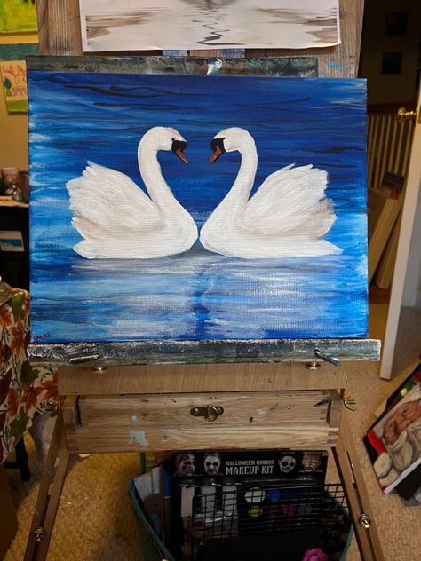 Swans Painting Acrylic, Lord Tewkesbury, Buddha Painting Canvas, Swan Painting, Small Canvas Paintings, Canvas Drawings, Oil Pastel Art, Art Painting Gallery, Cute Paintings