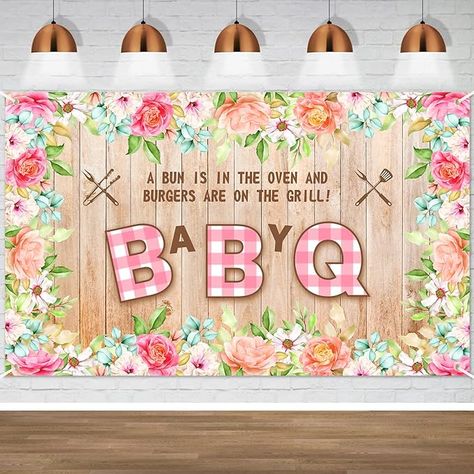 Amazon.com: BBQ Baby Showers Decorations for Girl Large Rustic Wood Baby Q Banner Decoration Watercolor Floral Barbecue Backdrop for Baby Shower Gender Reveal Birthday Picnic Party Supplies Yard Outdoor : Toys & Games Babyque Shower Ideas Girl, Baby Q Shower Ideas Girl, Babyque Shower, Birthday Picnic Party, Bbq Baby Shower Decorations, Picnic Baby Showers, Baby Gender Prediction, Baby Q Shower, Sunflower Party