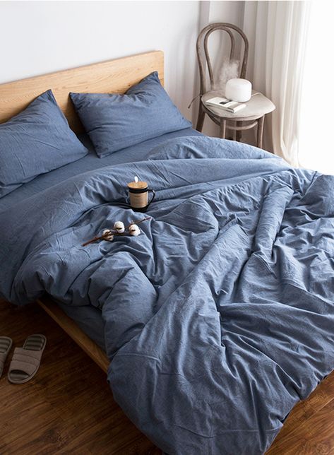 Gray Comforter, Blue Bed Sheets, Grey Bed Sheets, Dorm Themes, Solid Bedding, Grey Comforter, Blue Sheets, Europe Style, Comfy Bed