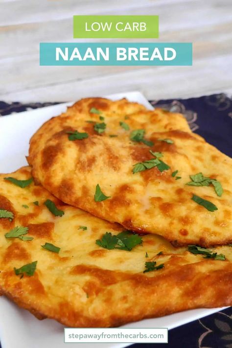 Low Carb Naan Bread - an Indian flatbread recipe to accompany your favorite curry! Low Carb Naan Bread, Naan Keto, Keto Munchies, Low Carb Naan, Keto Naan Bread, Keto Flatbread, Soup Recipes Healthy Vegetarian, Healthy Vegetarian Breakfast, Healthy Low Carb Breakfast