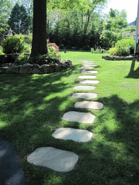 Border Garden Ideas, Steep Gardens, Stepping Stone Walkways, Easy Garden Ideas, Border Garden, Stone Garden Paths, No Grass Backyard, Walkway Landscaping, Pathway Landscaping