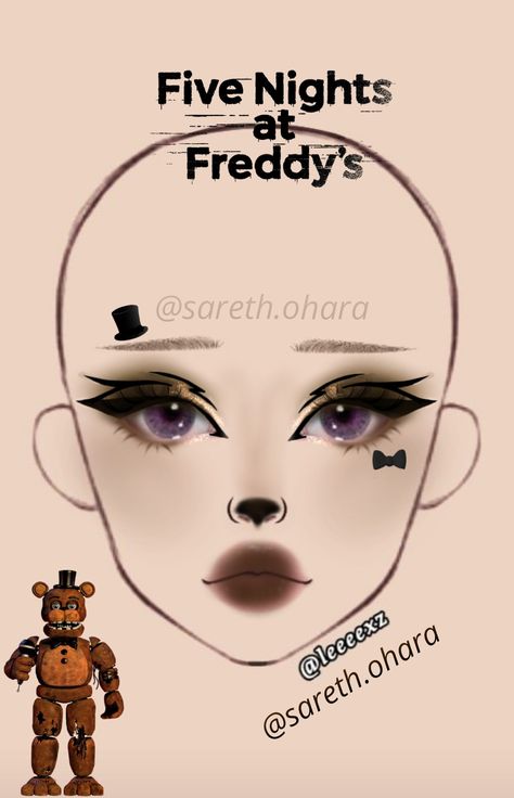 Freddy Makeup Halloween, Five Nights At Freddy's Makeup, Freddy Fazbear Makeup, Fnaf Makeup Ideas, Fnaf Makeup Looks, Freddy Cosplay Fnaf, Five Nights At Freddy's Halloween, Freddy Fazbear Cosplay, Five Nights At Freddy's Costume