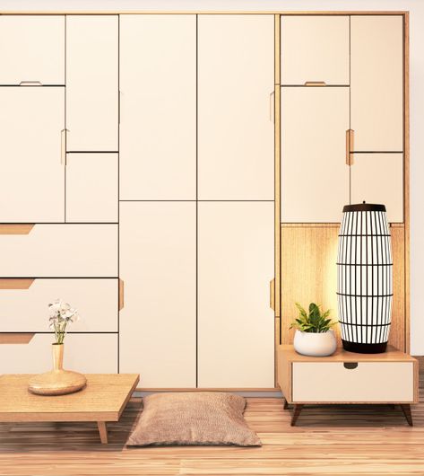 Japanese Wardrobe Furniture, Japanese Wardrobe Design, Japanese Closet Design, Japanese Style Wardrobe, Japanese Cupboard, Japanese Closet, Japanese Wardrobe, Minimalist Condo, Walk In Closet Inspiration