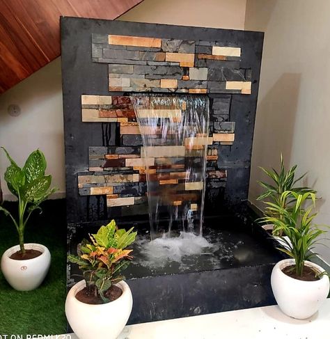 Leather Finish Granite, Indoor Waterfall Wall, Decorative Water Fountain, Indoor Water Fountains, Indoor Waterfall, Water Body, Airport Lounge, Waterfall Wall, Fountain Design