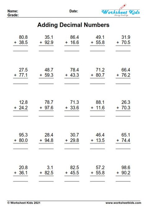 Sixth Grade Math Worksheets Free, Adding Decimals Worksheet, Grade 6 Math Worksheets Free Printable, Fifth Grade Worksheets Free Printable, Fourth Grade Math Worksheets Free, Sixth Grade Worksheets, Fifth Grade Math Worksheets Free, Decimal Worksheets For 4th Grade, Grade 5 Math Worksheets Free Printable