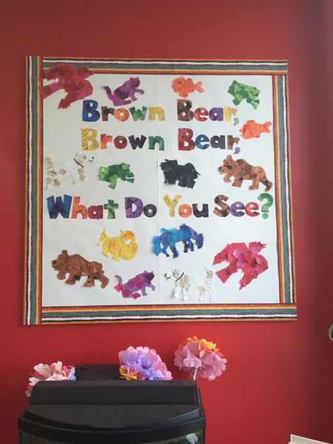 Bulletin board, brown bear bulletin board, Eric carle, pre K - 2nd grade, elementary Ed bulletin boards Brown Bear Brown Bear Bulletin Board, Brown Bear Bulletin Board Ideas, Brown Bear Bulletin Board, Eric Carle Bulletin Board Ideas, Eric Carle Bulletin Board, Eric Carle Baby Shower Ideas, Bear Bulletin Board Ideas, Author Study Kindergarten, Bear Bulletin Board