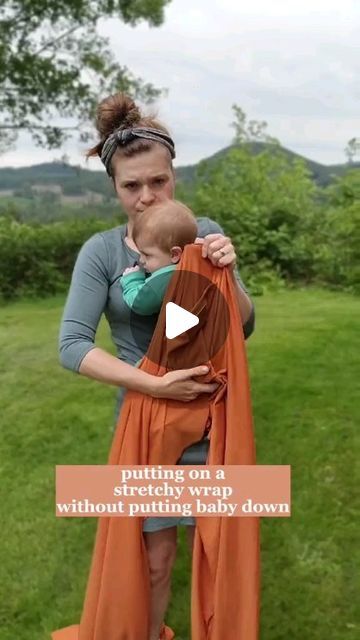 Cassidy Eisenfeld on Instagram: "I recently got asked if it is possible to put a stretchy wrap on while holding your baby. Yes, but it is going to take a little practice. I'd recommend a practicing a front wrap cross carry first before attempting to do with your baby. When you use a stretchy wrap, you are modifying it by pulling those vertical pieces of fabric and spreading them across baby as well. With a general stretchy wrap, you always want three full pieces of fabric over babies torso and even better to have that fully spread from knee to knee and under the bottom on both sides. 

#stretchywrap #babywearing #baby #newborn" Stretchy Wrap Carries, How To Wrap Baby Carrier, Diy Baby Wrap Carrier, Moby Wrap Holds, Diy Baby Carrier Wrap, Baby Carrying Wrap, Baby Wrap Tutorial, Woven Wrap Carries, Diy Baby Wrap