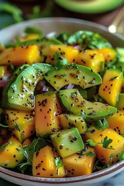 Asian Avocado Recipes, Peach Avocado Salad, Cabbage Mango Salad, Cucumber Mango Salad Recipes, Mango Avacoda Salad, Meals With Fruit, The Best Salad Recipes, Different Salads Ideas, Latin Salad