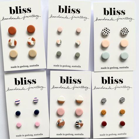 Barwon Heads, Jewelry Packaging Diy, Instagram Design Creative, Clay Accessories, Clay Studs, Polymer Clay Jewellery, Painting Ceramic Tiles, Clay Pieces, Schmuck Diy