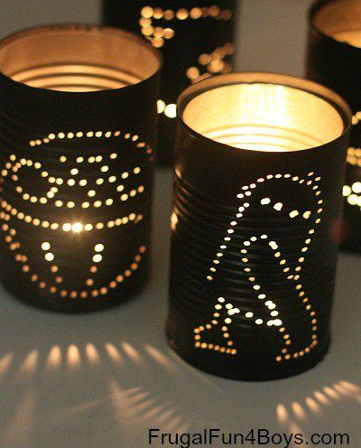 Boy Scout Crafts, Star Wars Printables, Can Lanterns, Tin Can Lanterns, Diy Lego, Star Wars Crafts, Star Wars Diy, Tin Can Crafts, Scouts Crafts