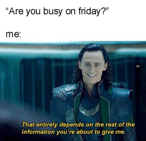 Loki, entirely depends on the information you're about to give me Loki Meme, Collateral Beauty, Introvert Problems, Introvert Humor, Infj Personality, Dc Memes, Marvel Funny, Intj, The Avengers