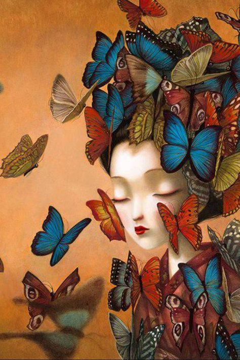 Benjamin Lacombe, Art Papillon, Madame Butterfly, Art Mignon, Art Et Illustration, Pop Surrealism, Arte Fantasy, Art And Illustration, Butterfly Art