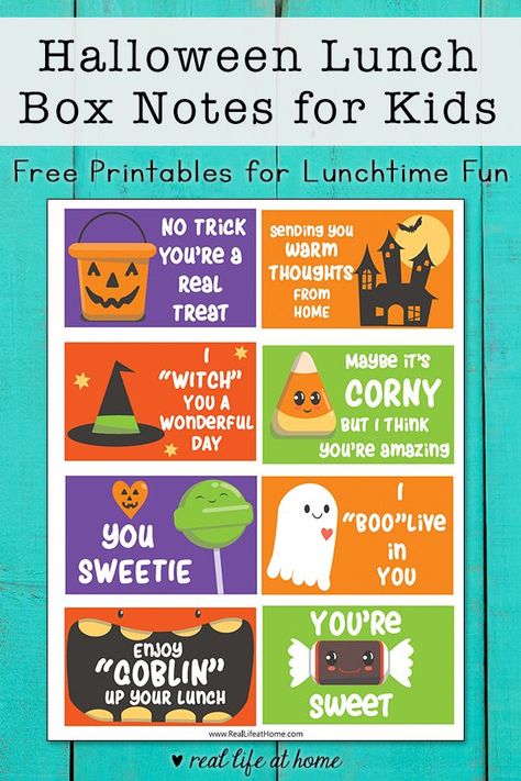 Free printable set of eight Halloween Lunchbox Notes for kids featuring cute jokes and puns Halloween Lunchbox Notes, Halloween Jokes For Kids, Halloween Lunch Box Notes, School Lunch Notes, Kids Lunch Box Notes, Funny Halloween Jokes, Lunchbox Notes For Kids, Halloween Lunch Box, Halloween Lunch