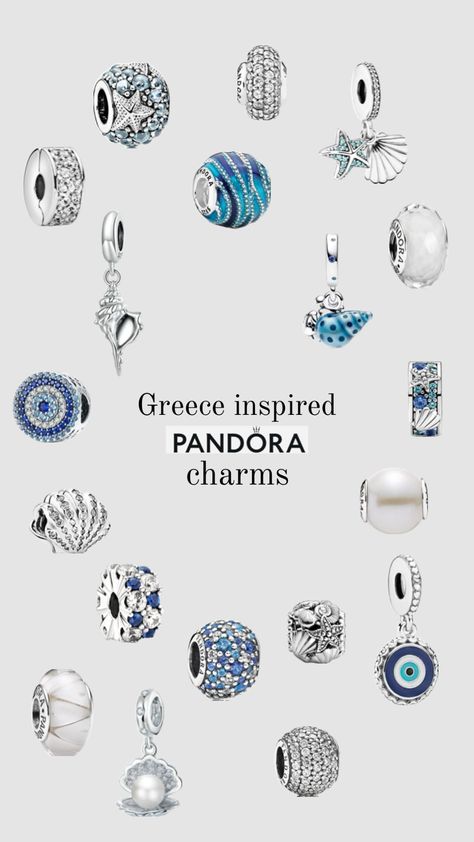 Pandora Charms Blue, Pandora Greek, Travel Charm Bracelet, Pandora Bracelet Charms Ideas, Pandora Bracelet Designs, Charms Pandora, Blue Charm, Travel Charms, Bracelet Charms