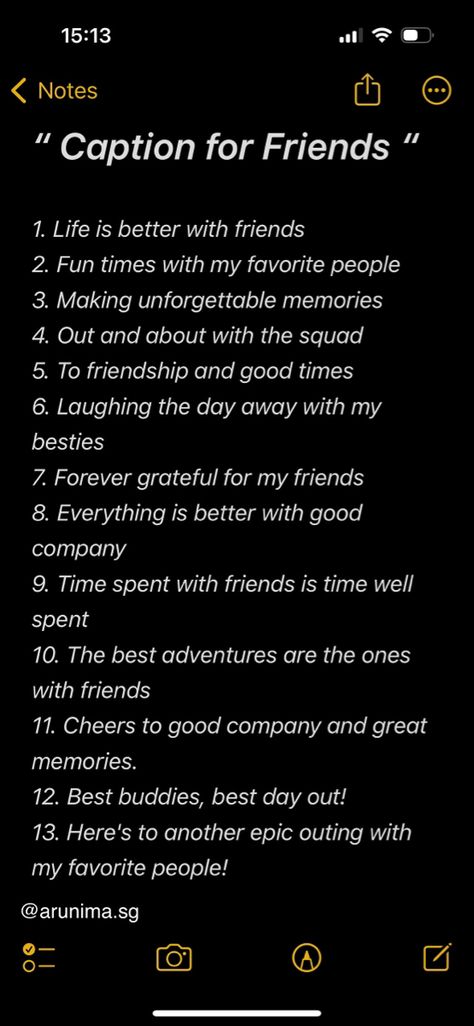 Title: Caption It! Creative Ideas for Captions with Friends

Description: Looking for some funny and clever caption ideas to post your unforgettable moments with friends? Look no further! Check out our collection of witty and stylish captions that will make your social media posts stand out. From epic travel adventures to lazy Sunday mornings, we have everything covered. Don't hesitate - Caption It! Captions To Post With Friends, Captions Ideas With Friends, Captions For Two Friends, Ig Friendship Captions, Simple Quotes For Friends, Caption For 4 Best Friends, Caption For Instagram Post With Friends, Friendship Insta Captions, Best Friend Day Out Caption