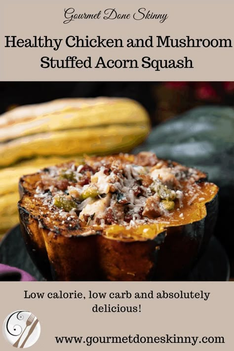 Mushroom Stuffed, Stuffed Acorn Squash, Chicken And Mushroom, Acorn Squash Recipes, Baked Squash, Thanksgiving Side Dish, Chicken Asparagus, Thanksgiving Side, Acorn Squash