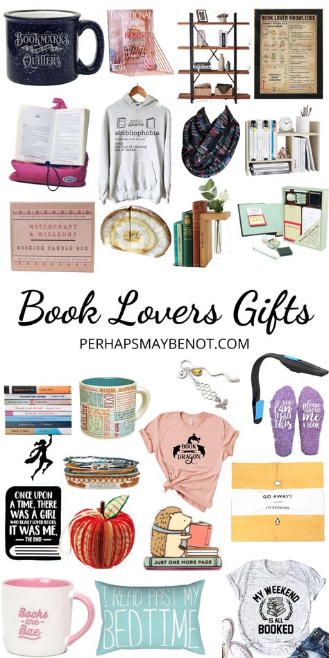 Trying to find a gift for a book lover? Instead of trying to find them a book, which can be incredibly difficult, look for some bookish paraphernalia and gear that they’re bound to love. This list of amazing gifts for book lovers will help you jumpstart your shopping journey. #bookishgifts #bookwormgifts #giftguide #bookgifts What To Give A Book Lover, Gifts For A Reader Book Lovers, Gift Boxes For Book Lovers, Book A Month Gift, Book Lover Birthday Gift, Gifts For Book Lovers Diy, Book Reading Accessories, Gifts For Booklover, Gift For Bookworm