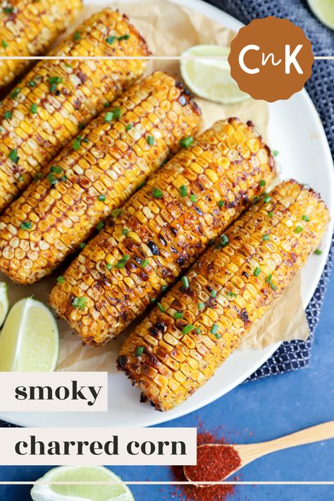 Smoky Charred Corn is a simple and mouthwatering recipe that is perfect for BBQ lovers. The quick and easy dish is full of smoky flavor surrounding perfectly grilled corn kernels. This recipe goes with any main dish, but anything fresh of the grill or smoker is ideal! Blackened Corn Recipe, Blackened Corn, Traeger Smoker Recipes, Amaretto Sour Recipe, Cherry Amaretto, Charred Corn, Corn Side Dish, Tomato Risotto, Amaretto Sour