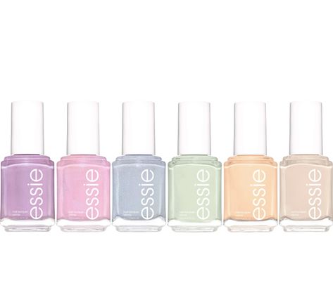 Spring 2020 nail polish colors, nail inspo Pastel Color Nail Polish, Pastel Nail Polish Set, Essie Nail Polish Set, Essie Pastel Colors, Nail Inspo Nail Polish, Pastel Nail Polish Colors, Aesthetic Nail Polish Colors, Essie Nail Polish Collection, Nail Stuff Products