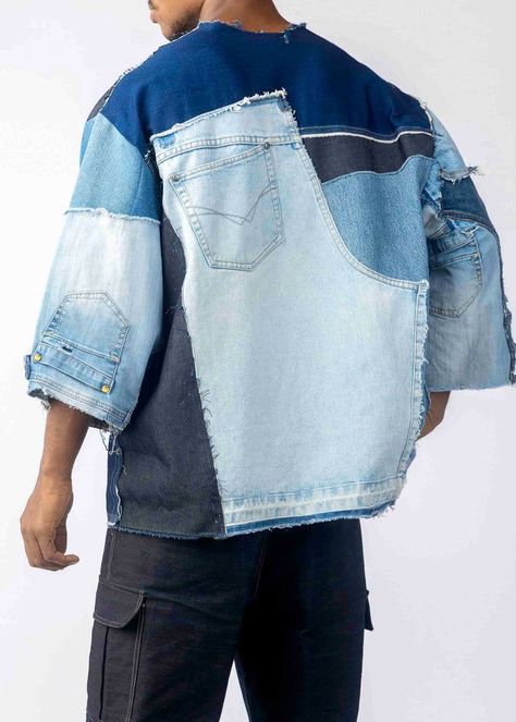 Diy Fashion Clothing Men, Repurposed Shirts, Design On Shirt, Ropa Upcycling, Recycled Outfits, Diy Denim Jacket, Repurposed Denim, Cool Shirt Designs, Patch Shirt